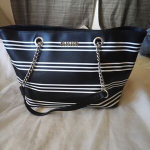 Kenneth Cole Black and White Striped Tote